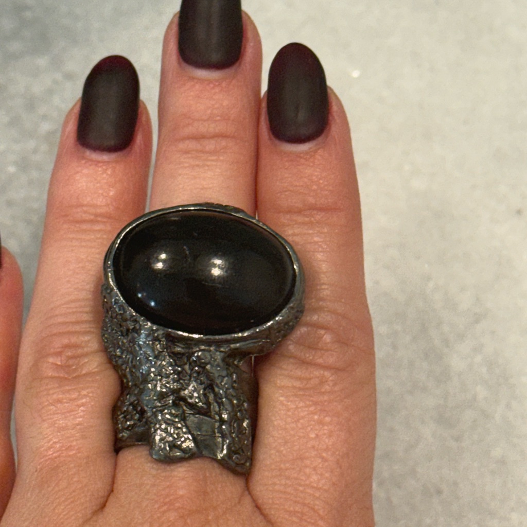 Yves Saint Laurent Black Stone Silver Ring 300$